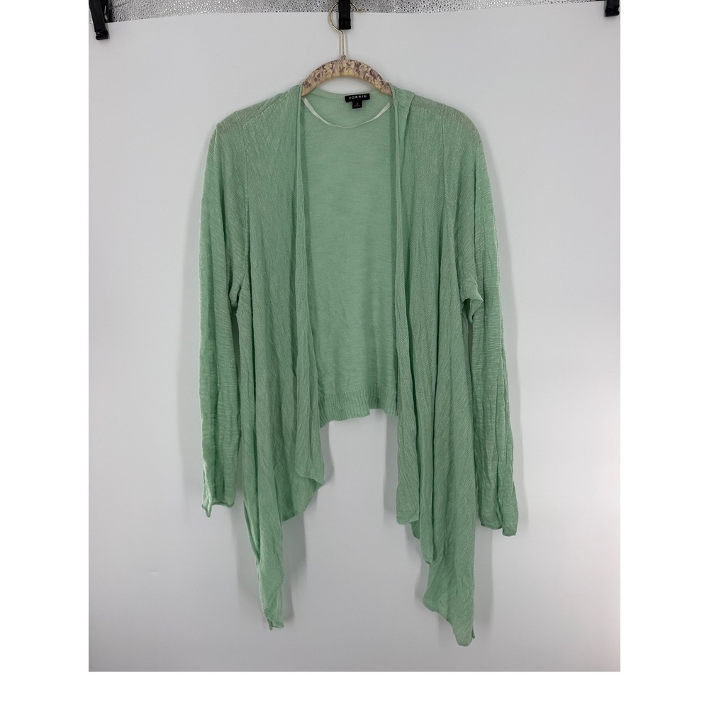 Torrid Womens Plus Size 2 Mint Green Draped Waterfall Open Front Cardigan